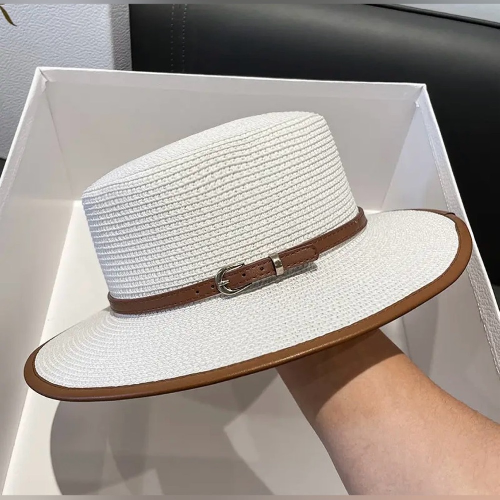 New Gypsy Wide-Brim Sun Hat with Leather details